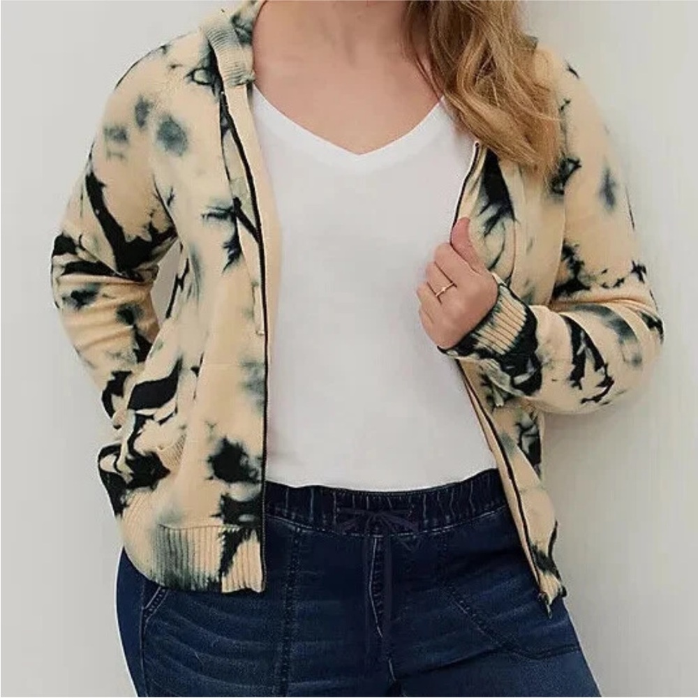 Torrid Raglan Zip Sweater Hoodie Ultra Soft Tie Dye